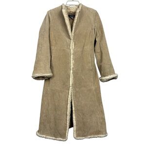 Vintage Suede Hook Closure Penny Lane Mong Round Neck Coat